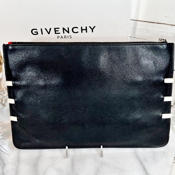 Givenchy Couture Large Rare Red, White & Navy Stitched Logo Pouch/Clutch - Picture 3 of 9